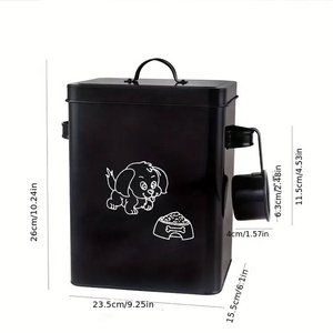 Hava geçirmez kapak ile Modern taze kare evcil hayvan yemi kavanoz karikatür baskı Metal köpek bakımı konteyner Bin köpek gıda teneke kutu tutucu - Product Image 2