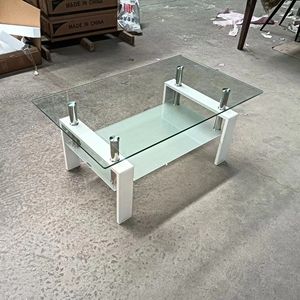 DB 2 katmanlı temizle cam kahve sehpası oturma odası için temperli mermer yemek mobilyaları yemek odası veya oturma odası merkezi için - Product Image 5