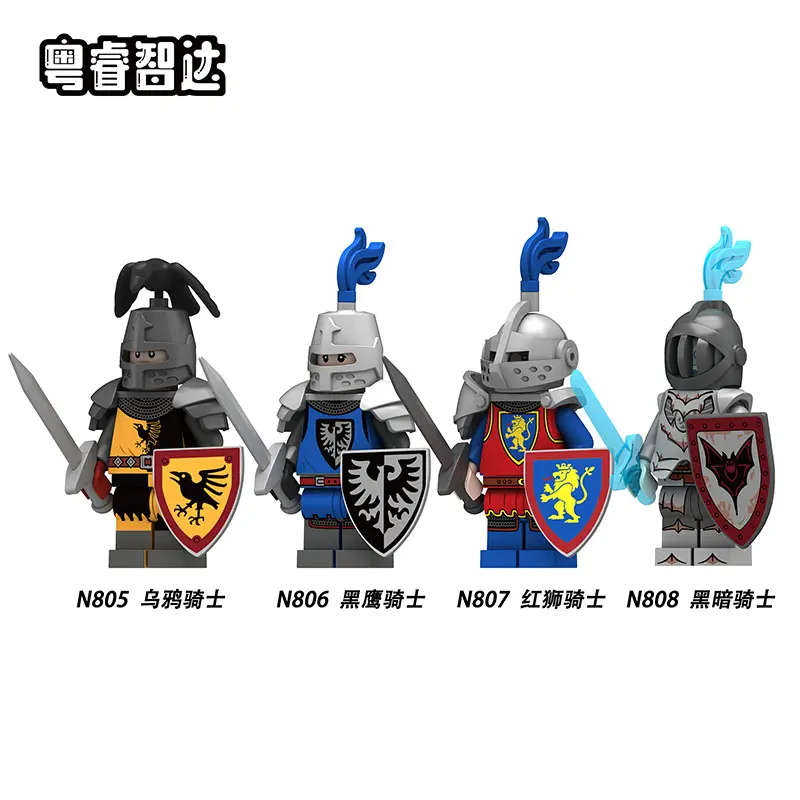 MOC médiéval moyen âge chevaliers soldats croisés guerriers spartiates romains figurines blocs de construction briques enfants jouets cadeaux