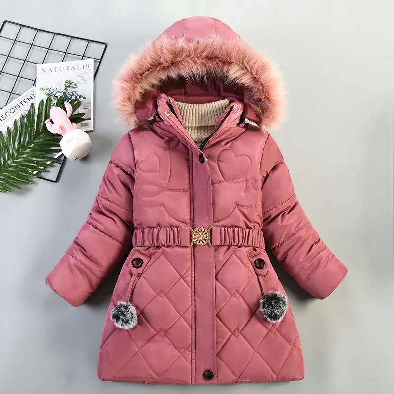 Модные, хорошее качество, для девочек, пальто на складе для От 4 до 10 лет зимняя одежда для девочек толстые верхней одежды с хлопковой подкладкой: куртка