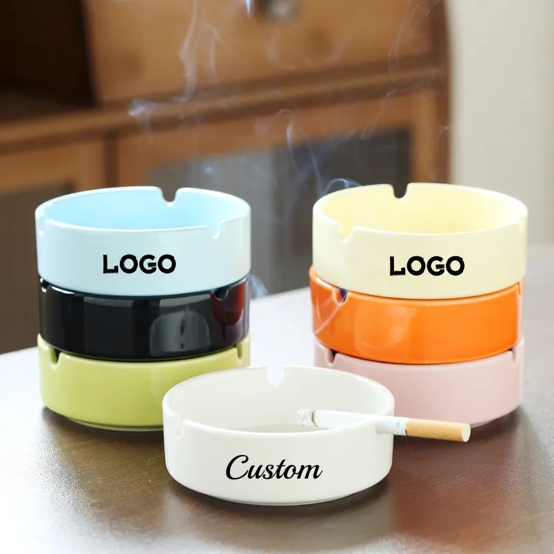 Custom Logo Printing luxury Porcelain Cigar Cigarette Ashtray Personalized Ceramic Ashtray As Promotional Gifts
