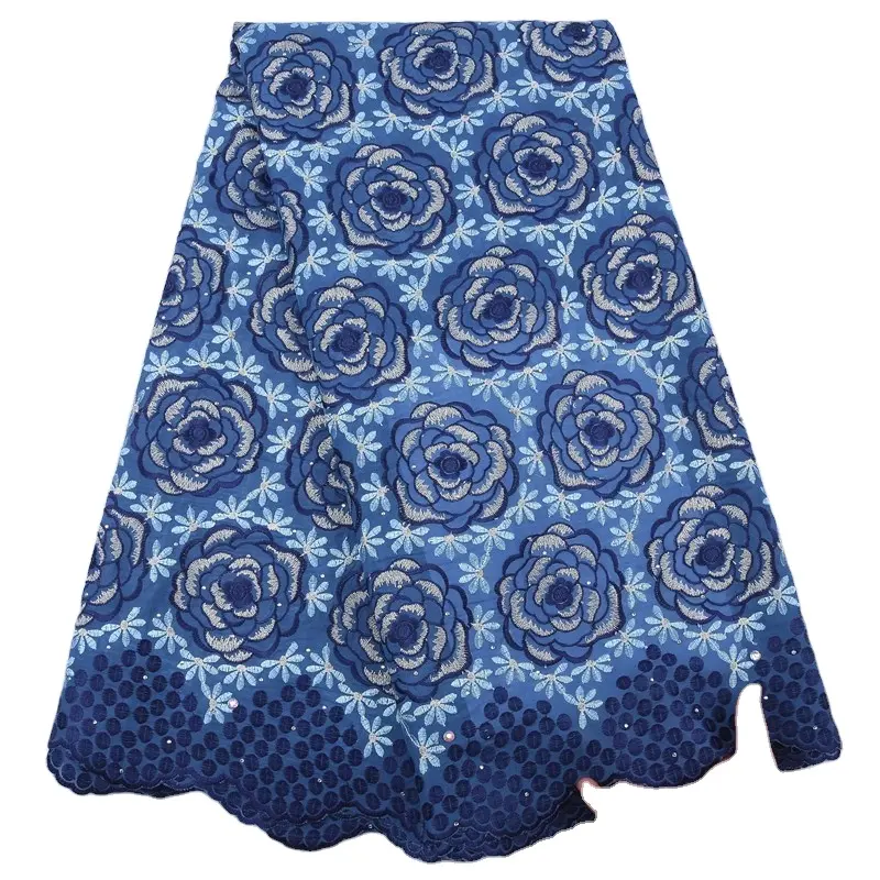1974 frete grátis africano francês suíça tecido de renda cor azul royal renda tecido de algodão guipure tecido