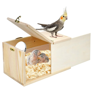 インコの巣箱オカメインコの巣箱鳥の巣鳥の繁殖箱の家木製 - Product Image 1