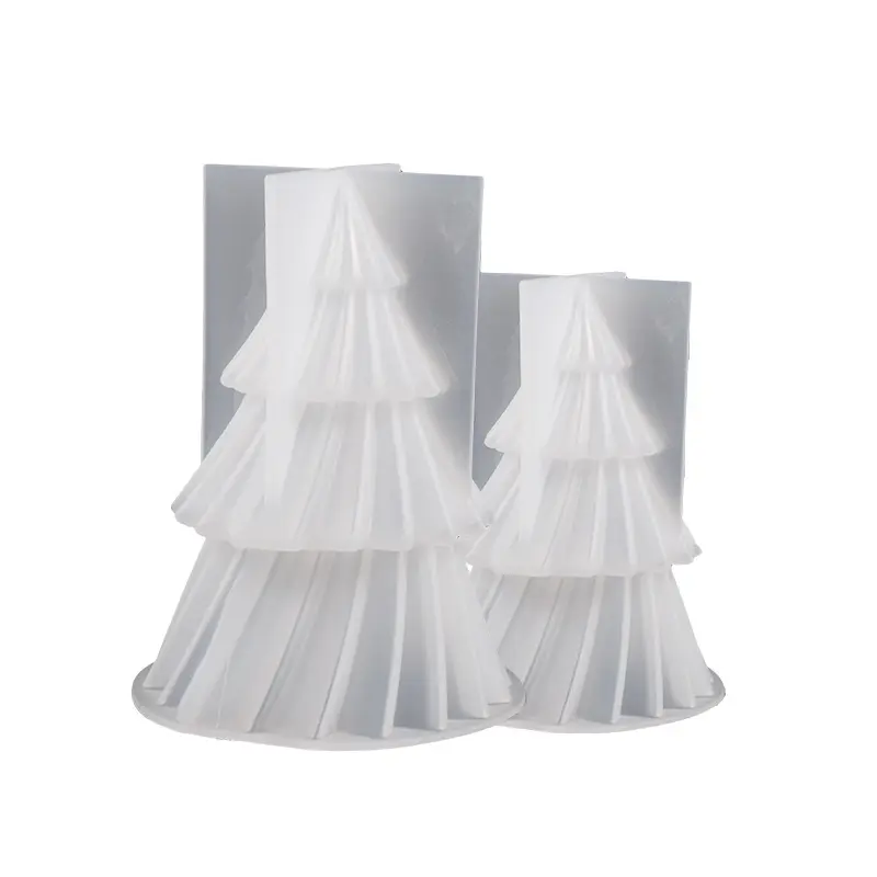 2023 3D Origami árbol de Navidad vela moldes de silicona para hacer velas Navidad Pino árbol jabón Molud DIY pastel decoración baño bomba