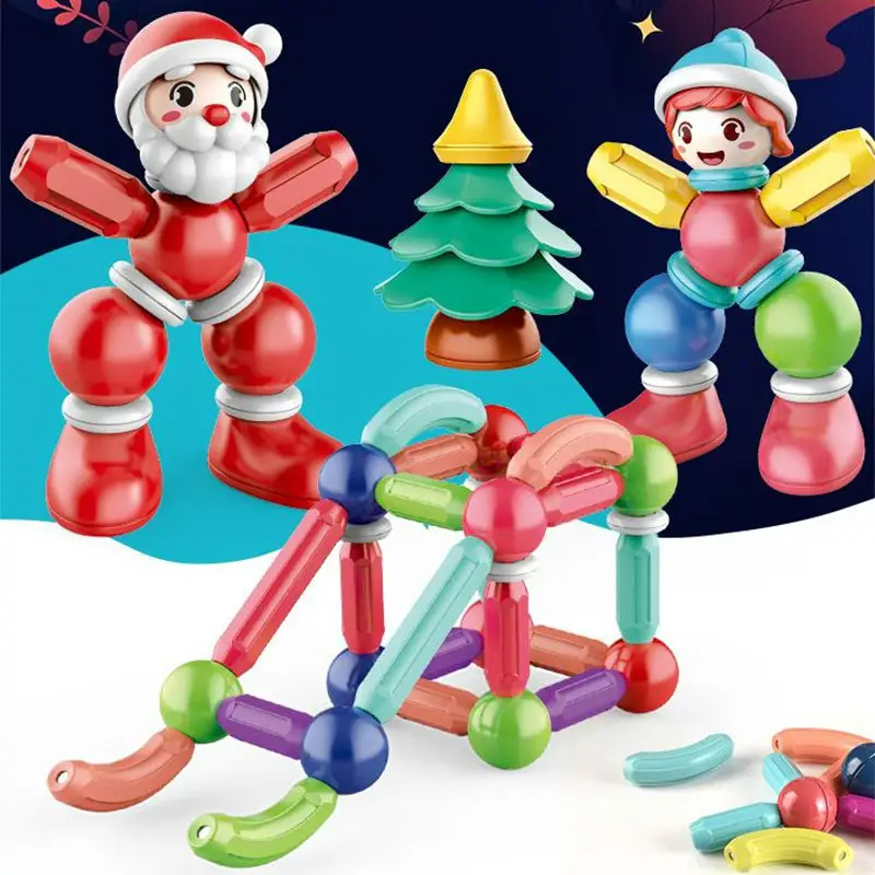 لبنات بناء مغناطيسية كبيرة الحجم ، مجموعة مغناطيس لعبة ، مغناطيس ذكي للأطفال ، هدية عيد الميلاد للأطفال