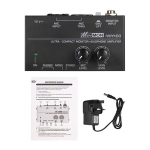 AMPLIFICADOR DE auriculares con Monitor ultracompacto, entrada de micrófono XLR de 6,35mm, entrada de Monitor de 6,35mm y 3,5mm, salidas de Auriculares Vo - Product Image 3