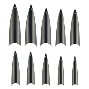 Kadınlar için 500 adet ABS şeffaf uzun Stiletto tırnak ipuçları kare tasarım uzun kare şekli hiçbir C şekli sivri yanlış tırnaklar - Product Image 3