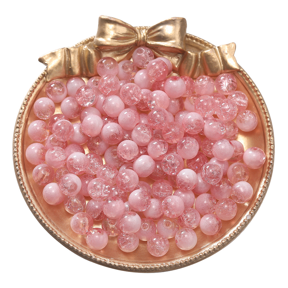 8mm glass milk foam beads - dark pink