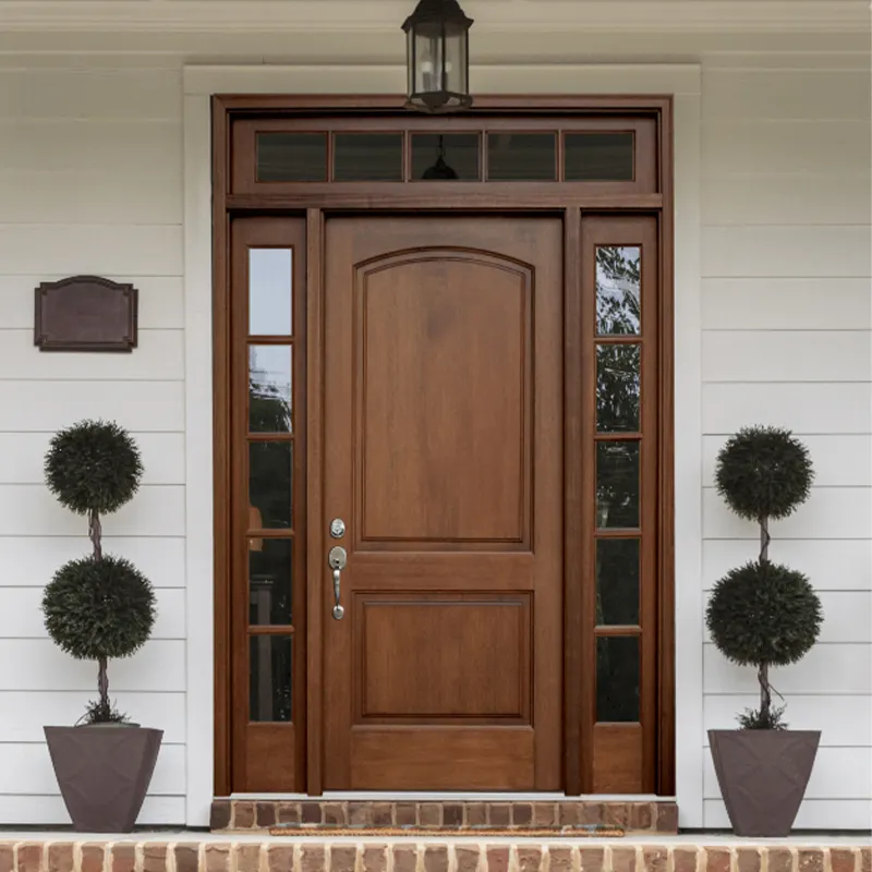 تصميم مخصص على الطراز الامريكان من خشب الساج الصلب للمدخل الرئيسي الخارجي أبواب أمامية للمدخل