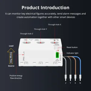 Zemismart 3 faz 4 tel akıllı enerji ölçer 63A Tuya Zigbee WiFi güç izleme Alarm sensörü 208V 415V akıllı yaşam APP kontrolü - Product Image 6