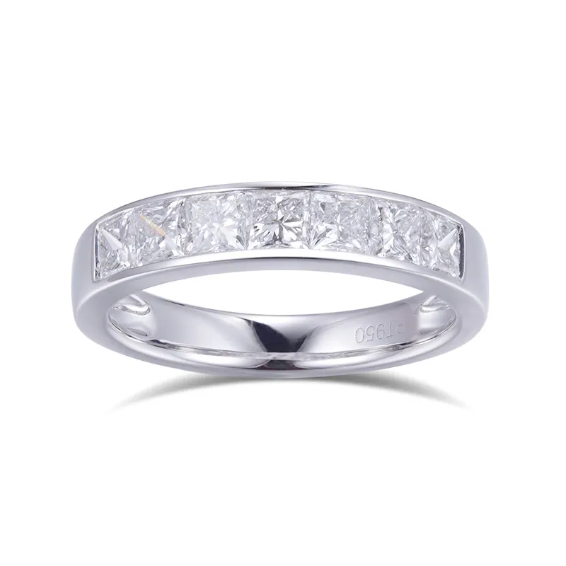 ميسي مجوهرات MSR-546 الأبيض الذهب البلاتين قناة مجموعة خاتم الخطوبة الزفاف من النساء مختبر الماس