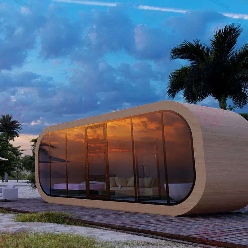 Luxo moderno móvel minúsculo volferda cápsula espacial home office pod apple cabin container house para venda