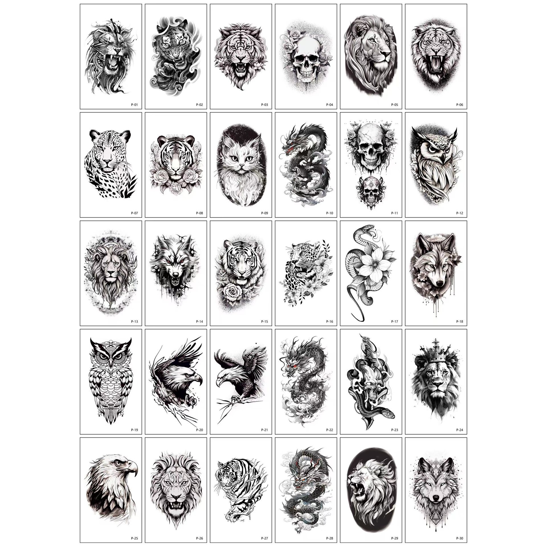 Ensemble de 30 manchons de tatouage Tc-animal - 5797cm