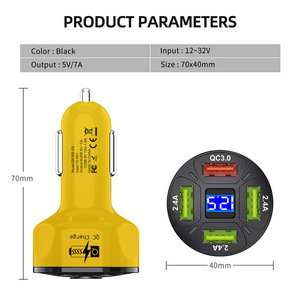 New Arrivals 7A Car Charger with LED Digital Display 35W <strong>4</strong> in 1 Quick <strong>Adapter</strong> <strong>4</strong> USB Port Fast Car Charging Station Charger - Product Image 2