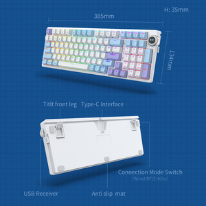 RGB Wireless BT Wired Three Mode Mechanical <strong>Keyboard</strong> Hot Swappable N-Key Rollover Game Software <strong>Keyboard</strong> with Knob - Product Image 6