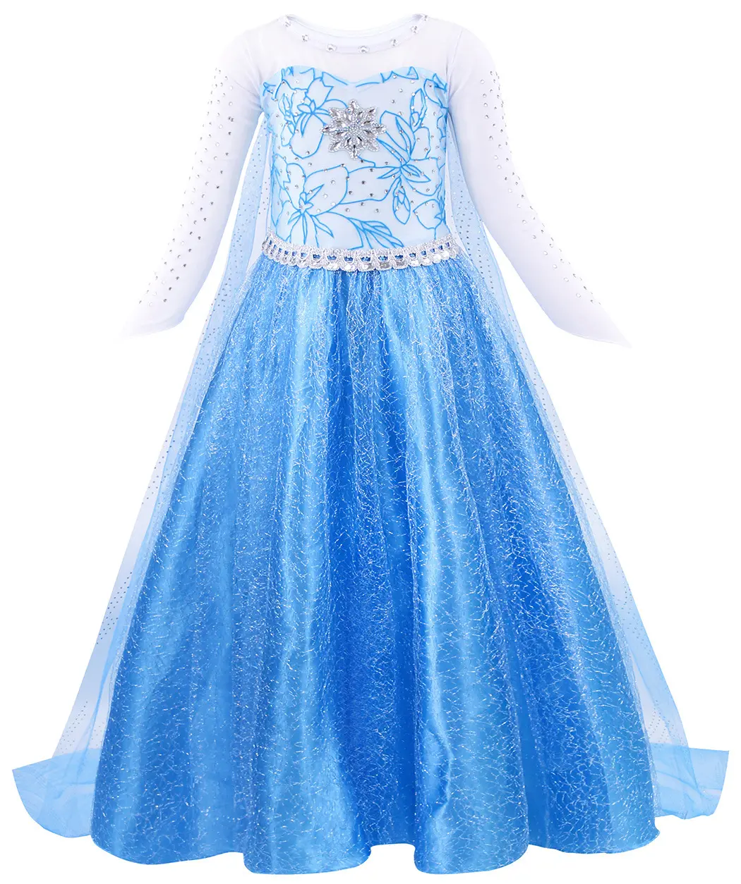 2022 vestido de princesa feminino cosplay, vestido de princesa manga longa elsa para meninas