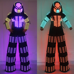 カラフルなRGBLEDルミナスロボットダンスウェアKryomanとDavidGuettaのパフォーマンスとイベント用の傾斜スーツ - Product Image 2