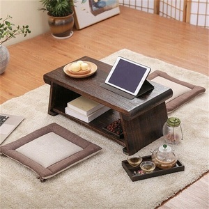 嵌套茶几乡村棕色2套小木圆头客厅边桌 - Product Image 4