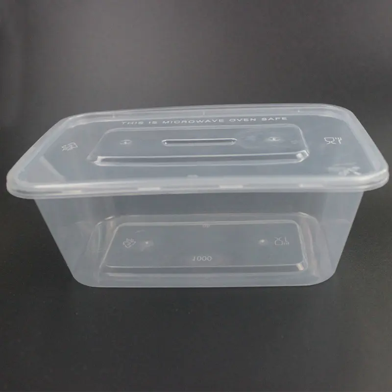 Disposable plastic tableware Food Container PP plastic box with lid 1000ml transparent for dinner