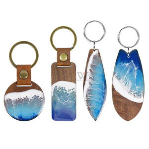 Saf ahşap Hawaii Surfboard tasarım boyalı dalga tasarımı ile reçine epoksi anahtarlık yapay sanat çanta etiketi - Product Image 6