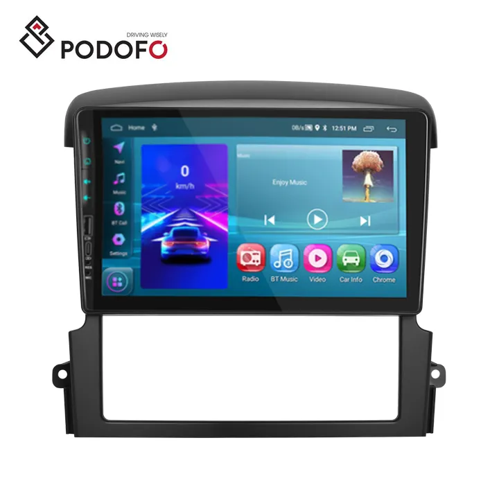 Автомагнитола Podofo, 9 дюймов, 2 + 32 ГБ, Android 11, для Kia Sorento 2004-2008 CarPlay, Android, GPS, Wi-Fi, BT, FM/RDS