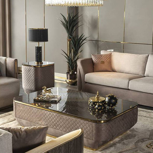 High-<span class=keywords><strong>End</strong></span> Luxo Personalizado Mesa De Café com Top De Mármore e Finest Costura Tecido para Móveis De Sala De Estar