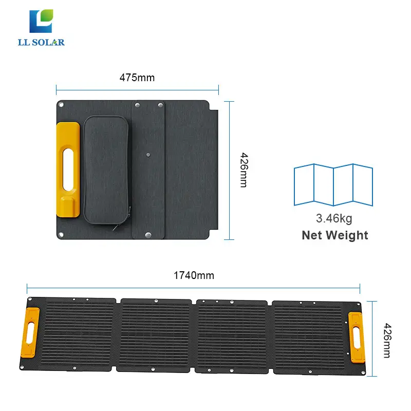 Pabrik grosir 100 watt portabel lipat panel surya charger dengan 4 lipat untuk power generator camping