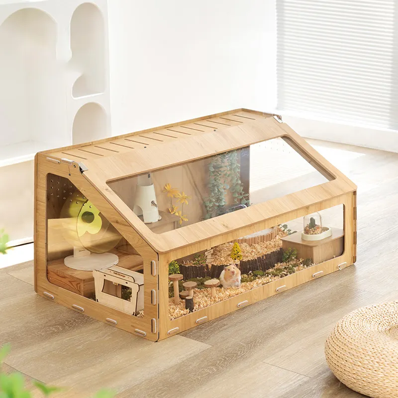 Grande cage en bois personnalisée en plastique transparent personnalisé pour hamster Vente en gros