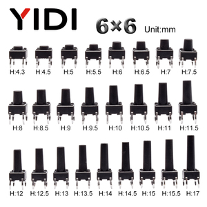 PCB Dip Electric 6x6 Momentaner mechanischer Berührungs schalter 4pins 6.2x6.2 Short Touch Tact Druckknopf schalter - Product Image 2