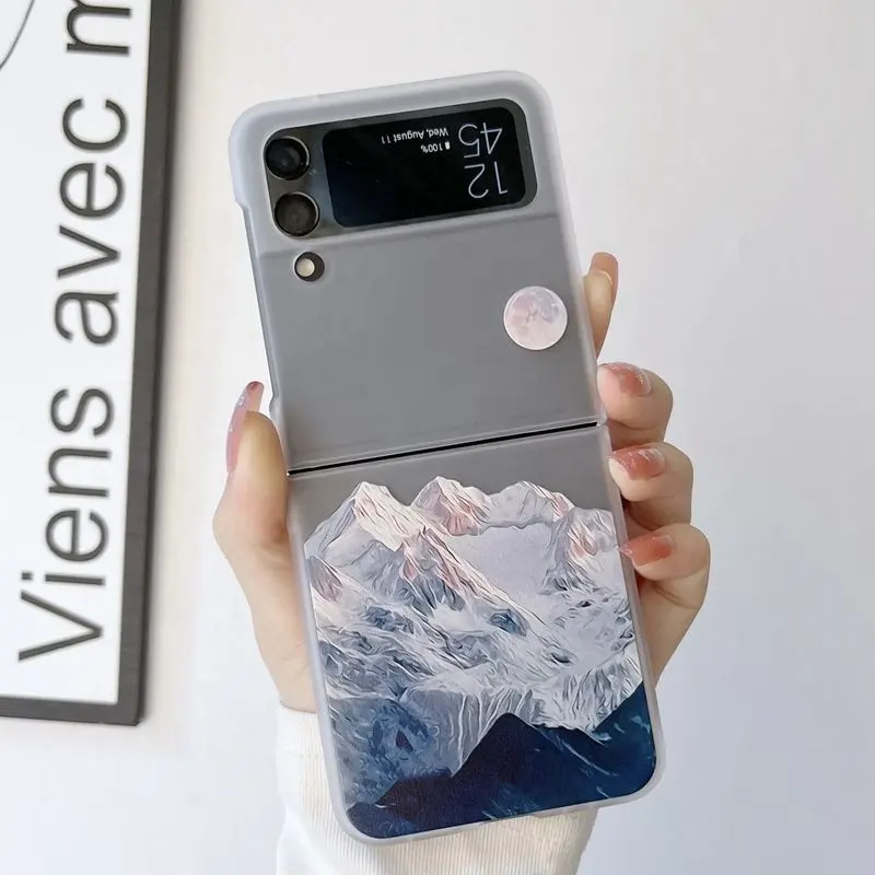 Coque de téléphone transparente à motif marbre imprimé Z Flip 3 pour Samsung Galaxy Z Flip 4 Fold 4 couverture arrière