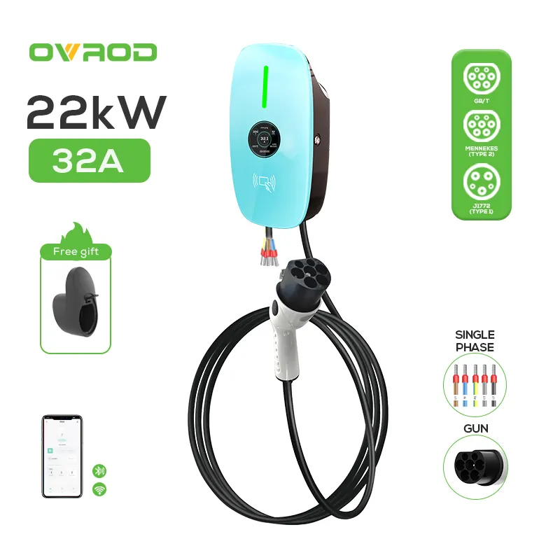 Ovrod 22KW AC EV Ladegerät Finger abdruck Passwort App Control Mode 3 Ladestation mit GBT für Elektroauto-Lades tapel