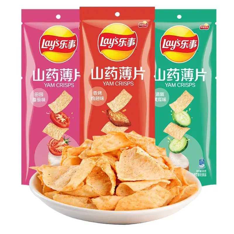 Patatas fritas de ñame al por mayor, aperitivos exóticos de China, patatas fritas en bolsas, 80g