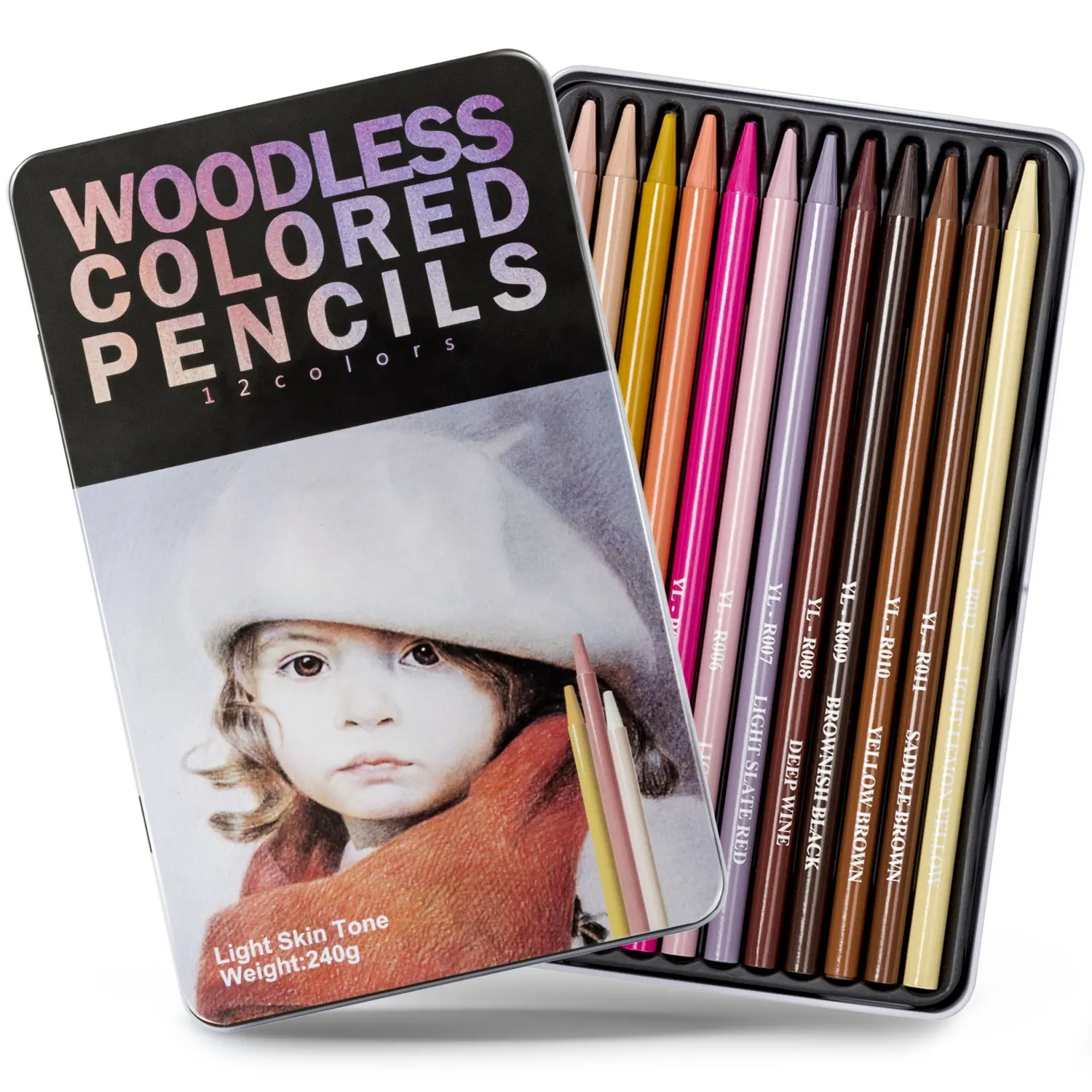 Lápis de madeira sem madeira, conjunto de lápis coloridos para desenho infantil com 12 cores