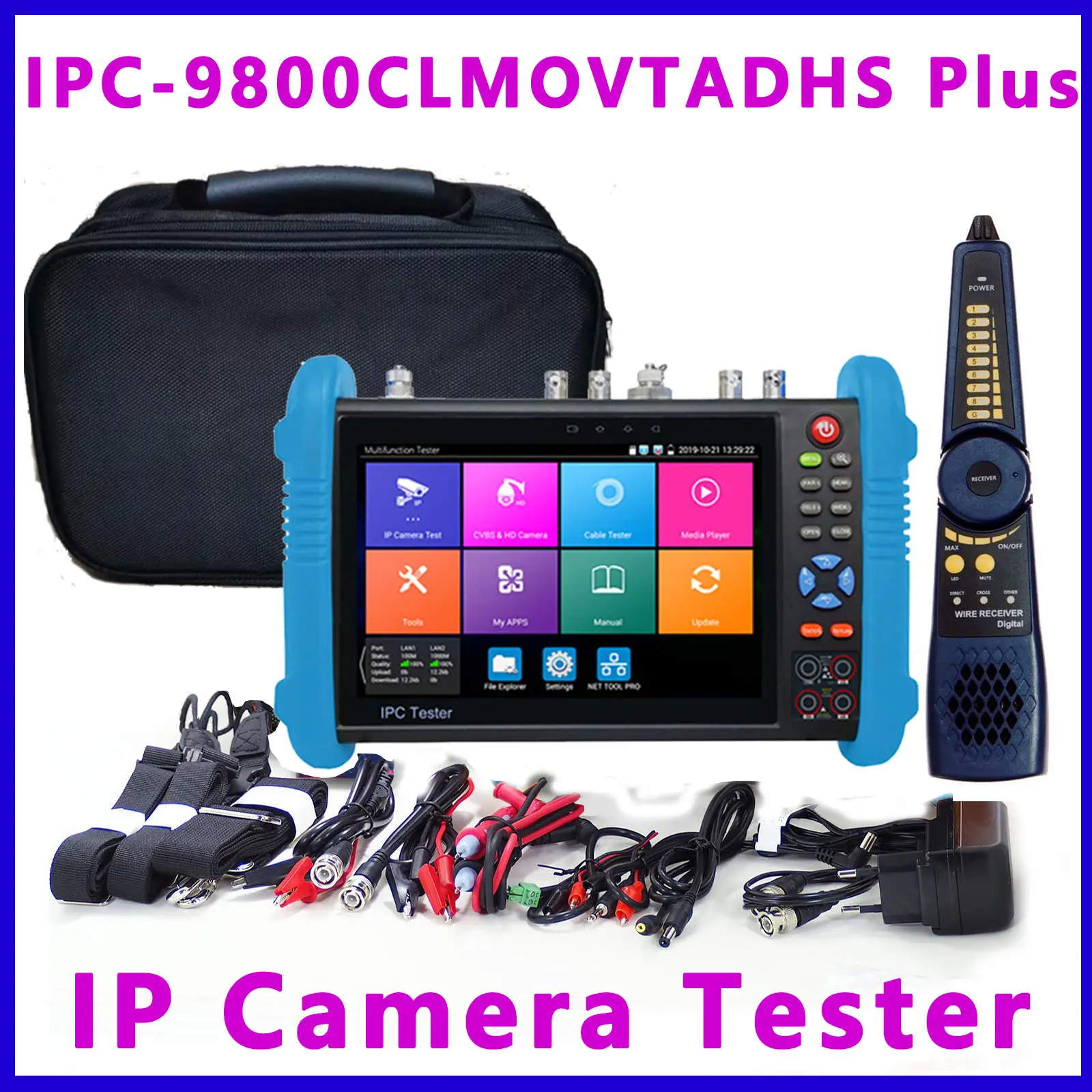 Ipc Tester 9800 Adhs Plus Cctv Tester Monitor de cámara para cámara de seguridad Wifi Monitor Cftv Hd Ip Test Rj45 Hdmi 4K Cable Tester