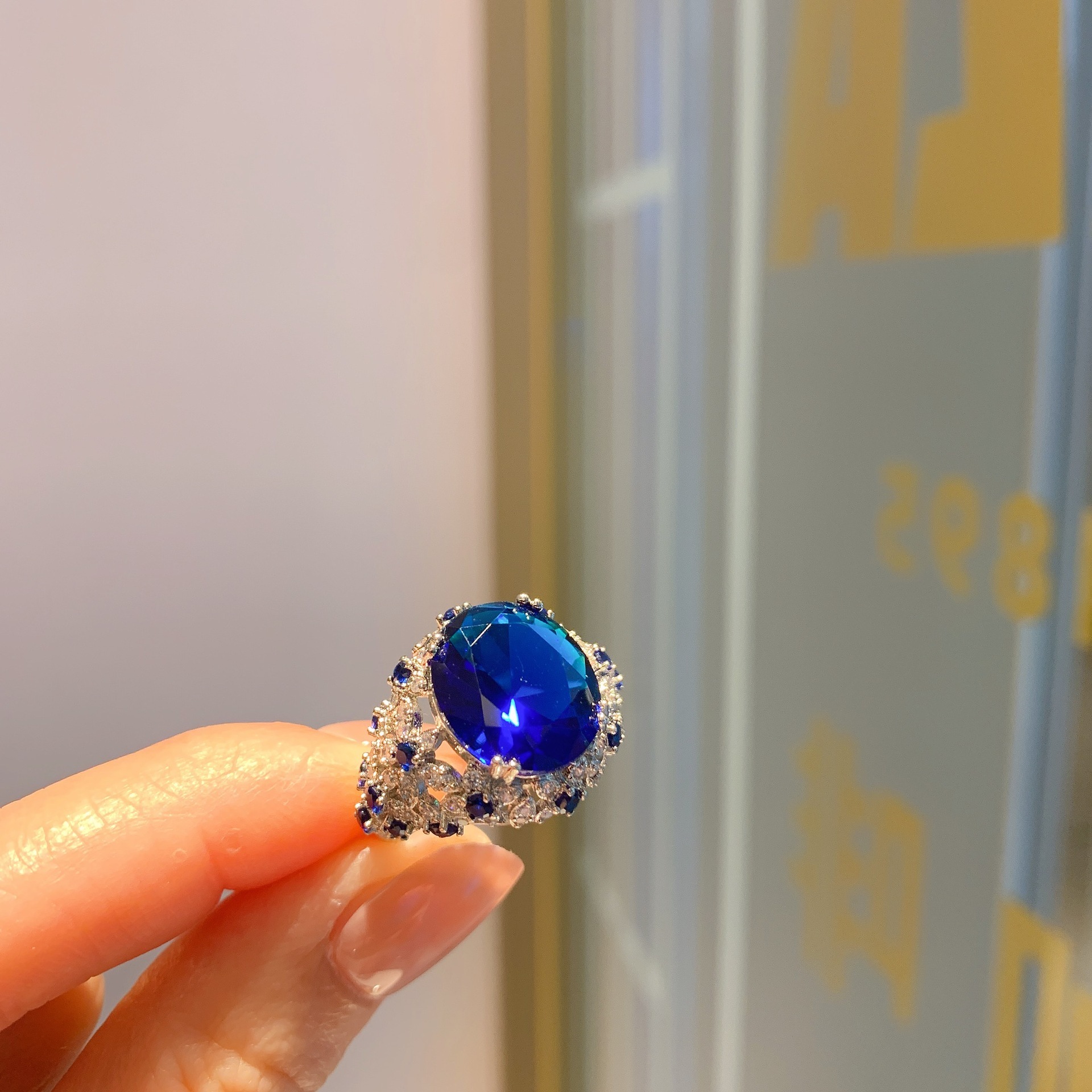 Blue glass ring