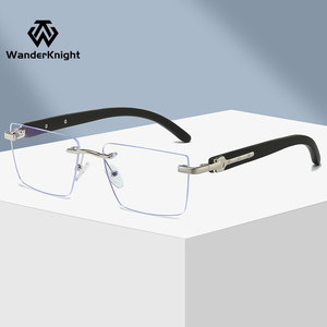 Maßgefertigte Logo-Marken-Designer-Brillengestelle aus Holz, Luxuriöse Herren-Brillenfassungen ohne Rand mit Flexiblen Bügeln und Klaren Gläsern - Product Image 2