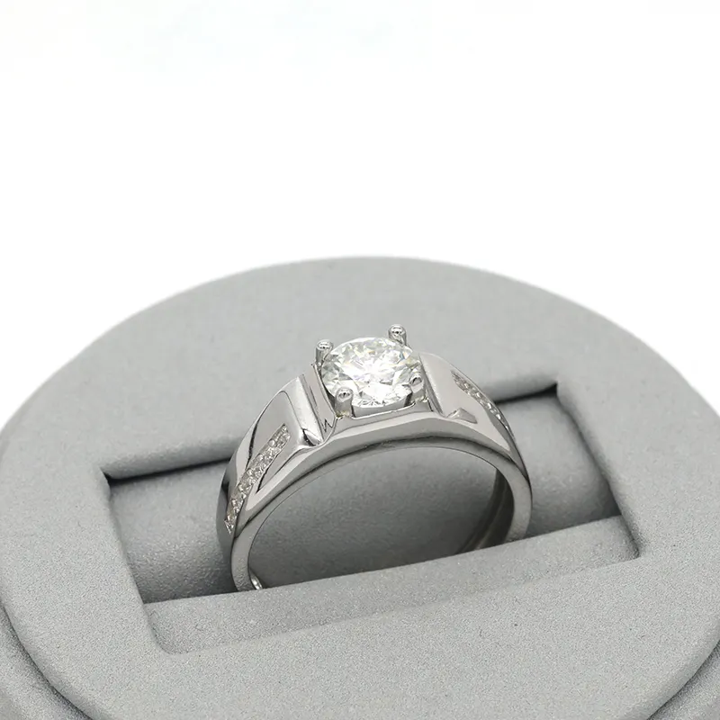 Bán buôn Hot Bán ánh sáng sang trọng Nhẫn cưới thời trang moissanite vài chiếc nhẫn của nam giới Sterling Silver Ring