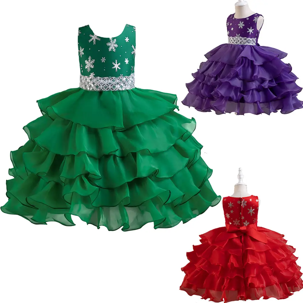 Q30788 Элегантное свадебное платье на заказ для подростков Рождественские снежинки для маленьких девочек принцесса Тюлевое бальное платье Новогодняя вечеринка