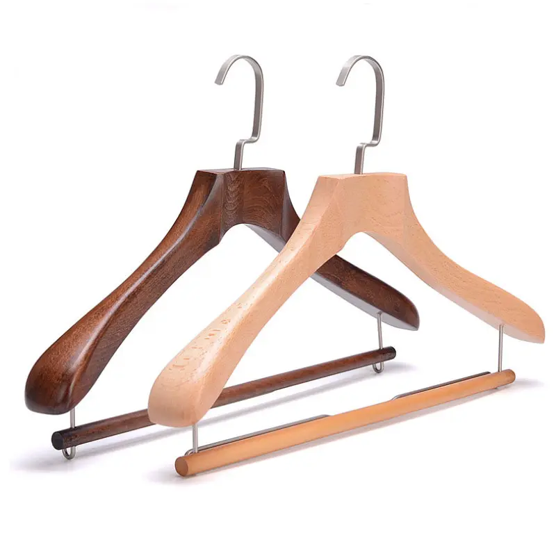 Hotel Hangers Wholesale Anti Theft Wooden Hotel Suit Hanger with Ring