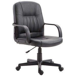 Vinsetto Ergonomic and <span class=keywords><strong>Swivel</strong></span>オフィスチェア,高さ調整可能なオフィスチェア,フェイクレザー60x60x90-99cmブラック