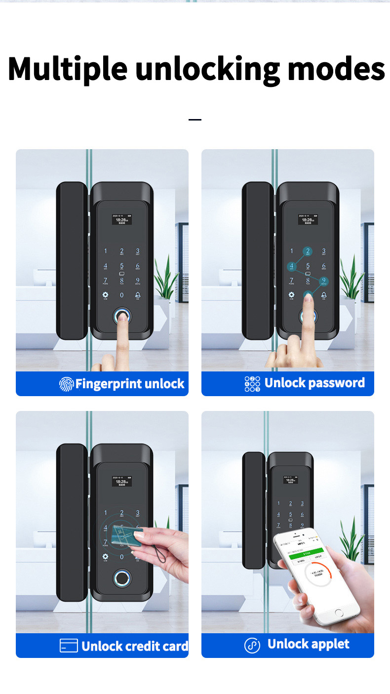 Smart safety door lock guangdong refers to high-definition color screen remote control applet Mechanical key Multi-function lock