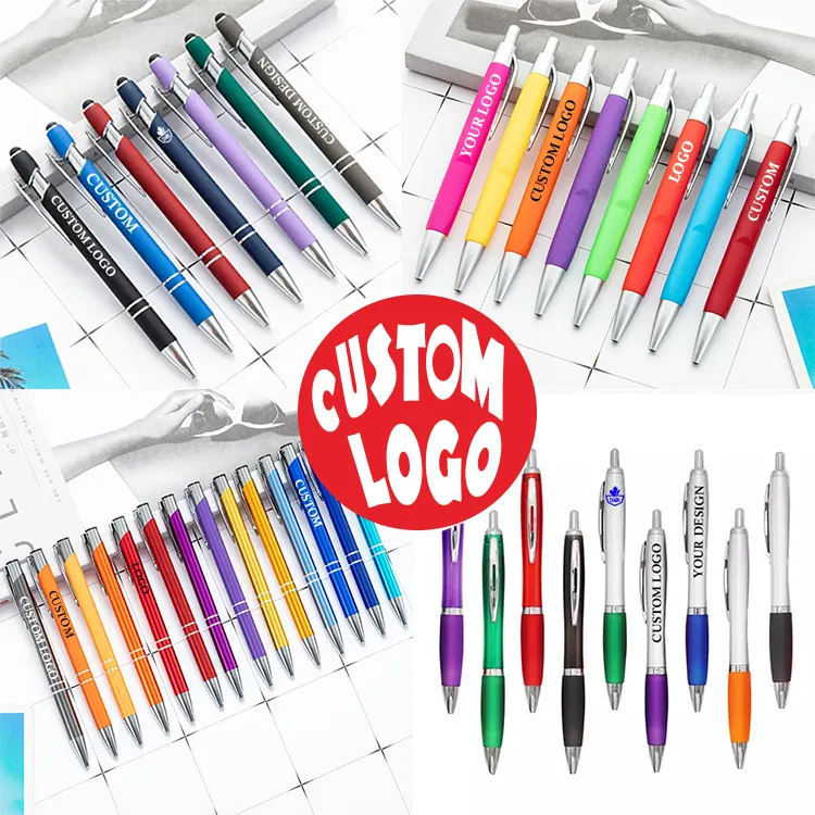 Personalizzato con stampa Logo penna a sfera pubblicità penna promozionale più economica regalo penna a sfera personalizzata in metallo di plastica personalizzata