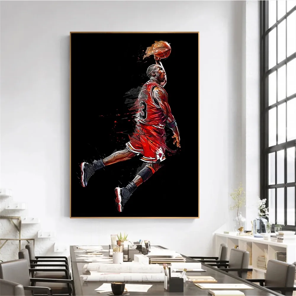 Astratta di Arte Della Parete Della Pittura Pictures Living Room Della Decorazione Della Camera Da Letto di Sport Poster Fly Dunk Basketball Stampe Su Tela