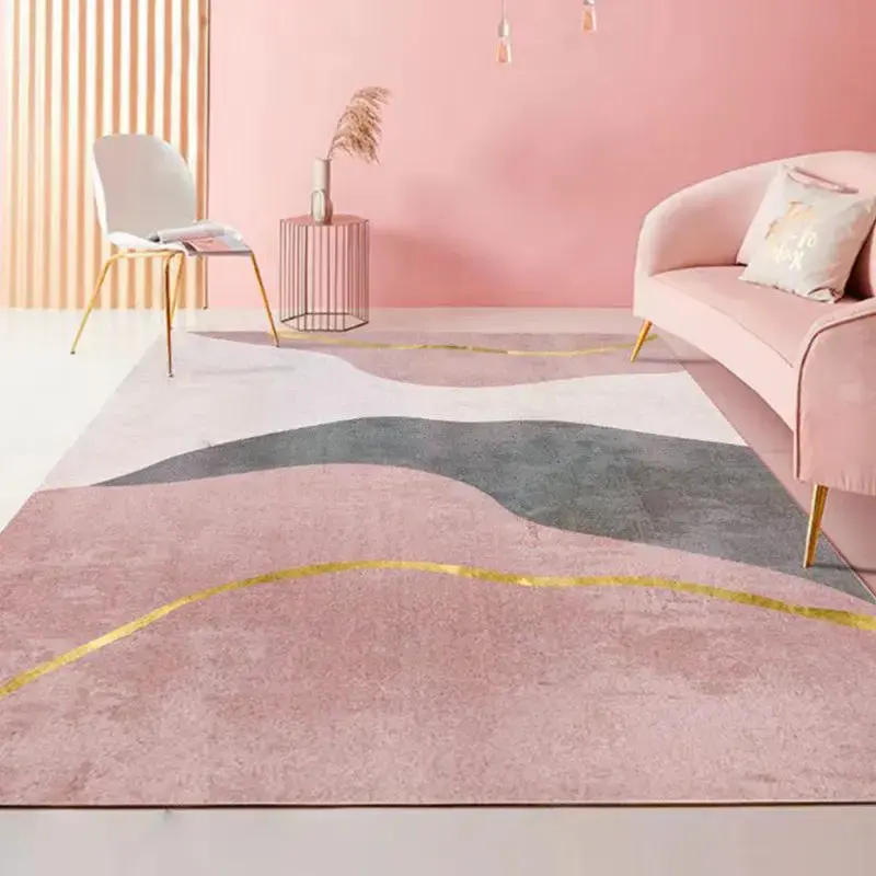 Hochwertiges Wohnzimmer Anti Slip Pink Gold Farbe Dekorieren Wohnzimmer Teppich Teppich Wohnzimmer Groß