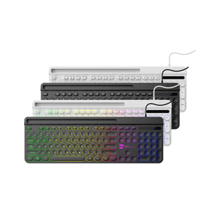 Teclado de juego con cable y retroiluminación de arcoíris, teclas redondas con luz RGB - Product Image 1