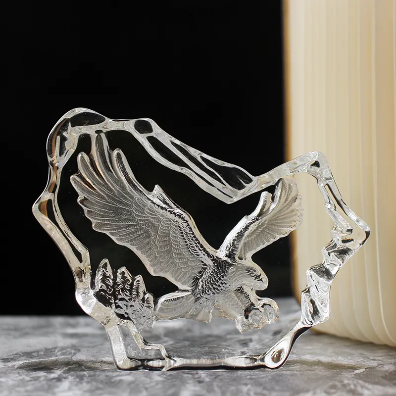 Classic Glass Eagle Iceburg Paperweight inciso Figurine Crystal Eagle Collection Desk Decoration