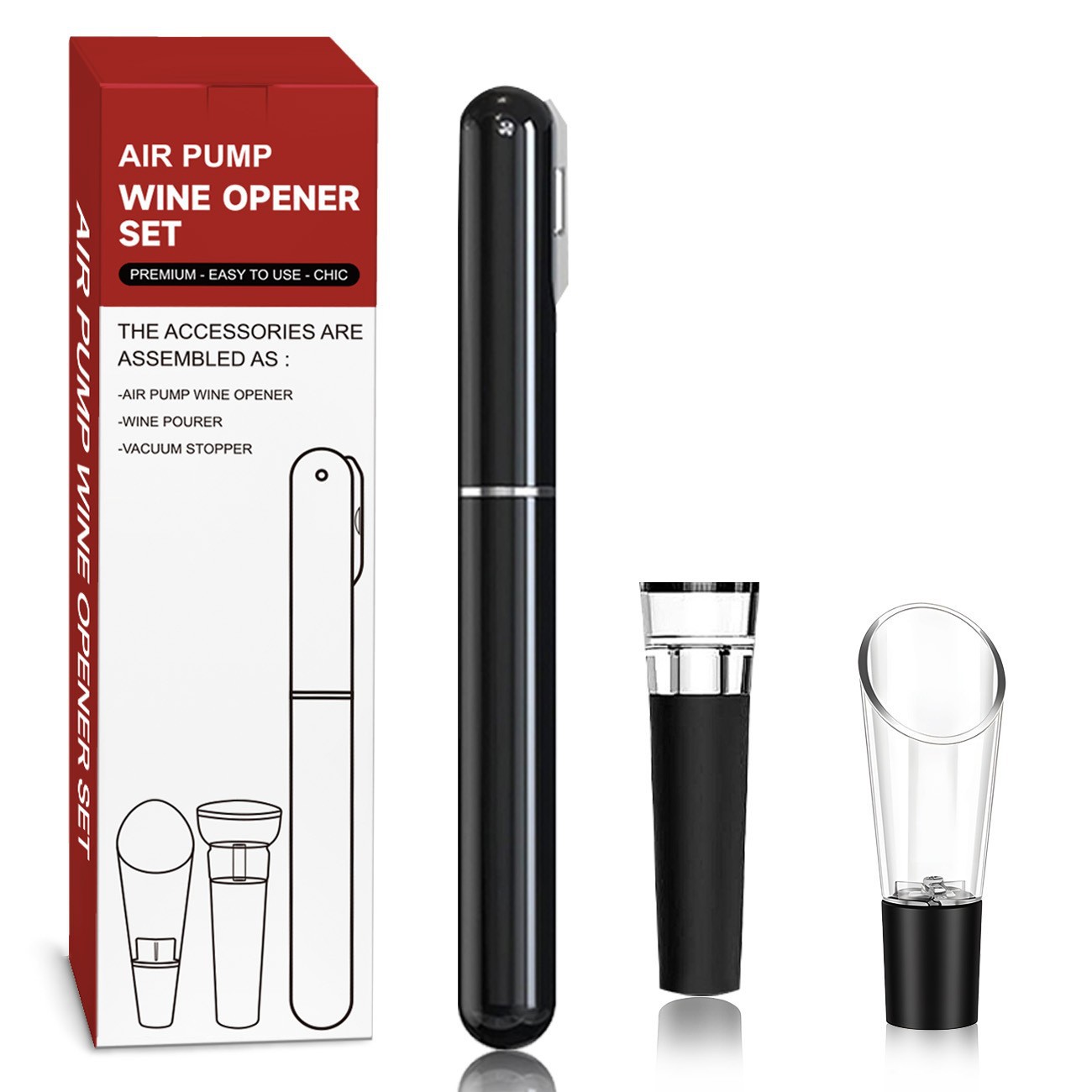 Ensemble 3 pièces-bouteille en forme de stylo noir