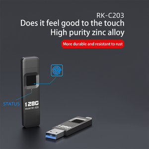 2合1自定义USB 2.0闪存驱动器，带有指纹加密，适用于PC和智能手机的安全金属Pendrive - Product Image 3