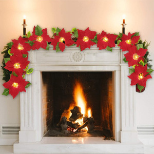 Venta caliente flor roja LED copo de nieve cadena de luces 3M luces de Navidad con batería LED blanco nieve - Product Image 3