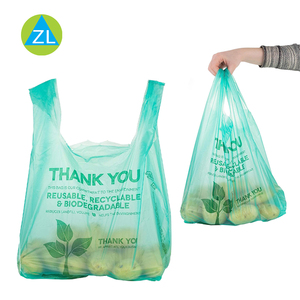 Özelleştirilmiş teşekkür ederim biyobozunur  yelek çanta 11x6x21 inç kolu Supermarket dale plastik alışveriş çantaları süpermarket ve bakkal için